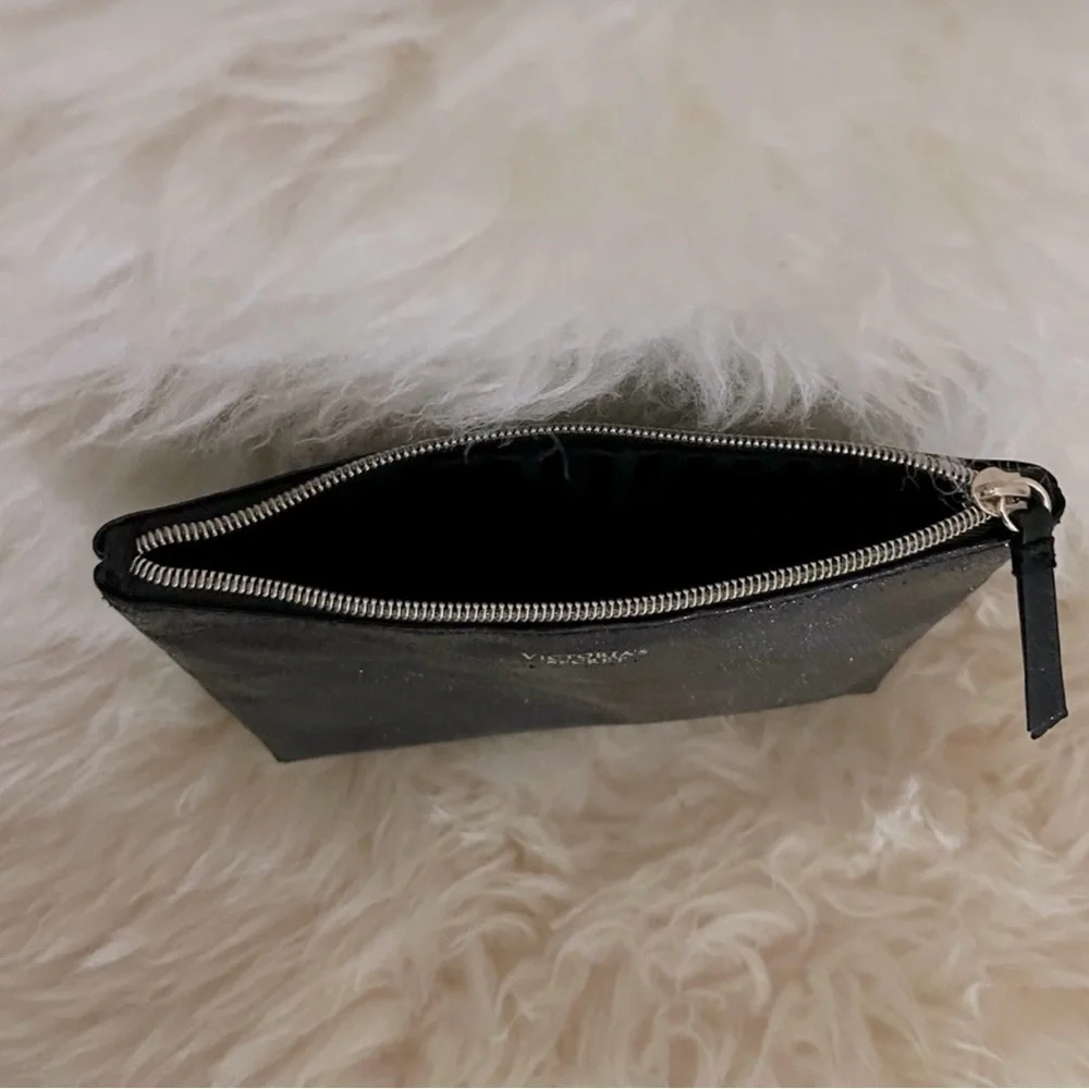 NWOT Victoria's Secret Shimmering Black Cosmetic Pouch Bag